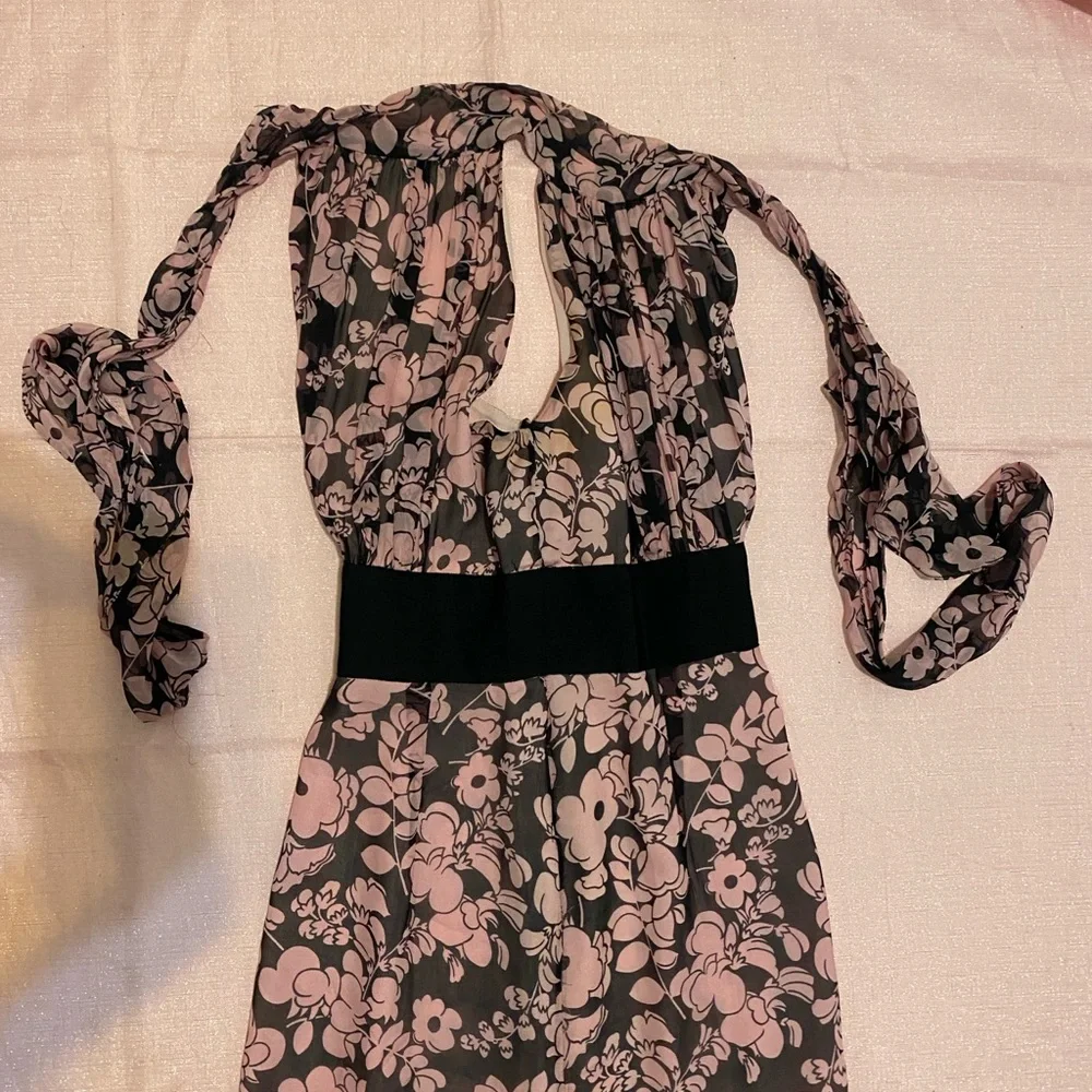 Milly Pink and Black Floral Sunback Dress - Picture 3 of 9